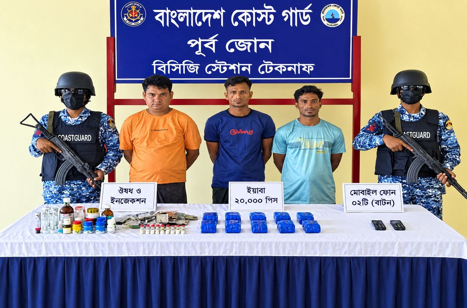 টেকনাফে ২০ হাজার ইয়াবাসহ আটক ৩, দুজন মিয়ানমারের নাগরিক